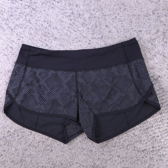 lululemon athletica Pants - Lululemon Running Shorts Womens Size 6 Unlined Run Times‎ Black White 4 Inseam